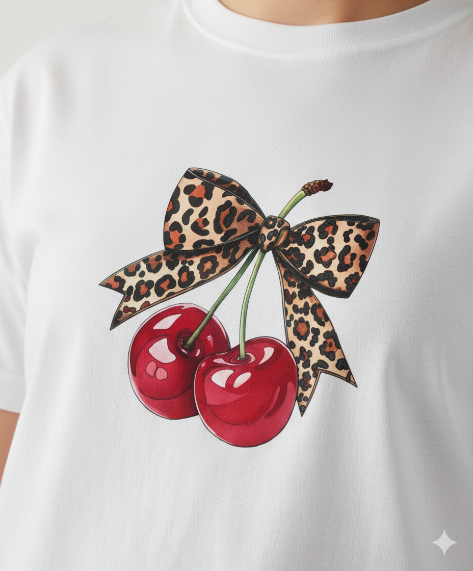 🍒 Cherry Bow Graphic Tee – Chic &Playful!