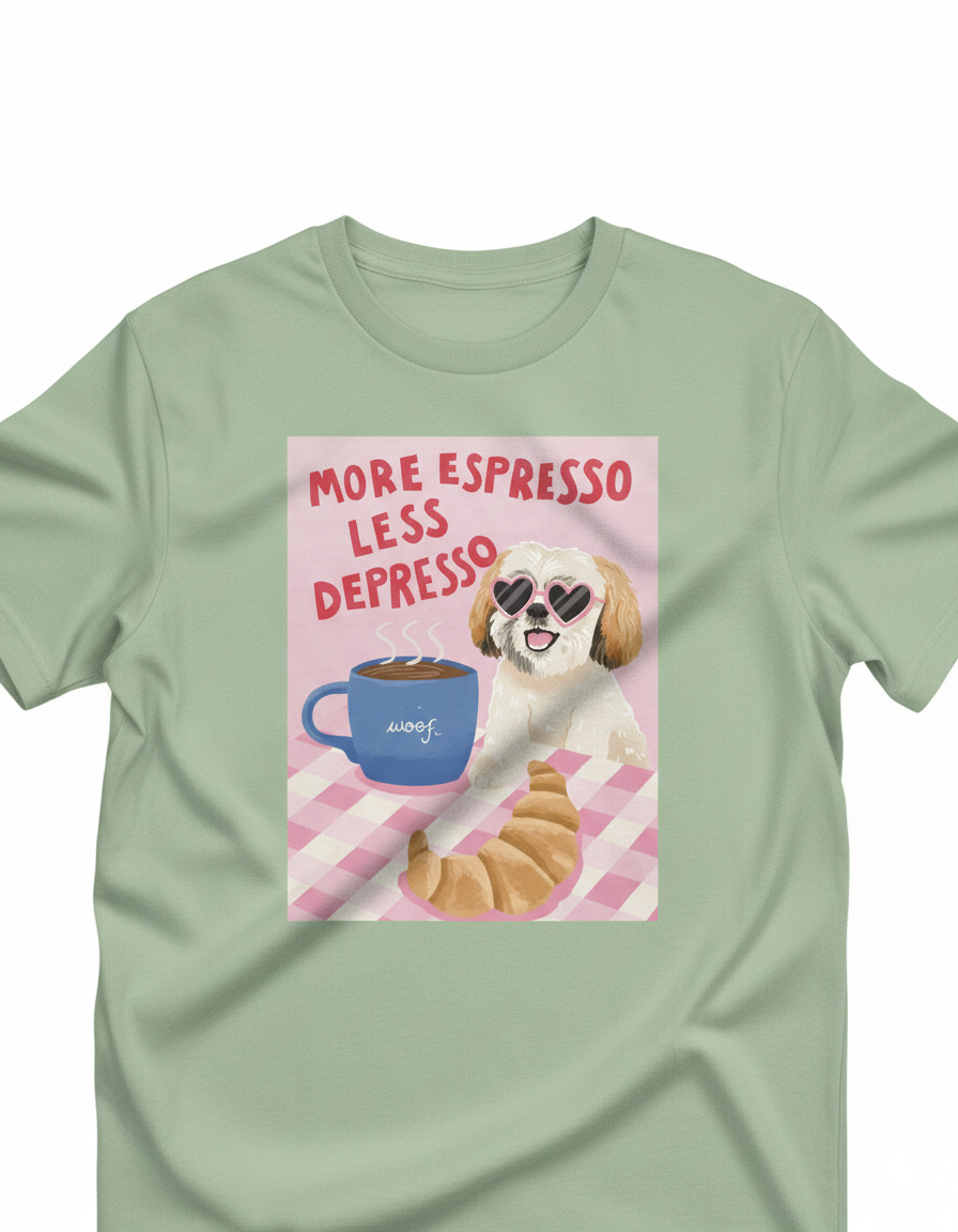 ☕ More Espresso Less Depresso Tee 🐶💖
