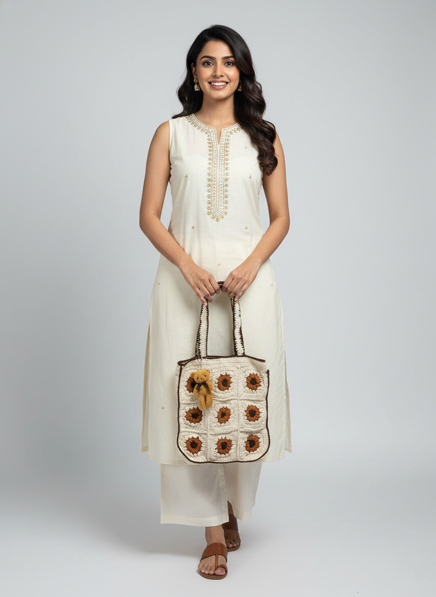 Sunflower Dreams Crochet Tote Bag