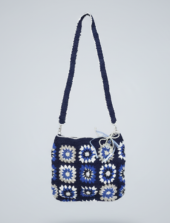 Midnight Bloom – Handcrafted Crochet Sling Bag