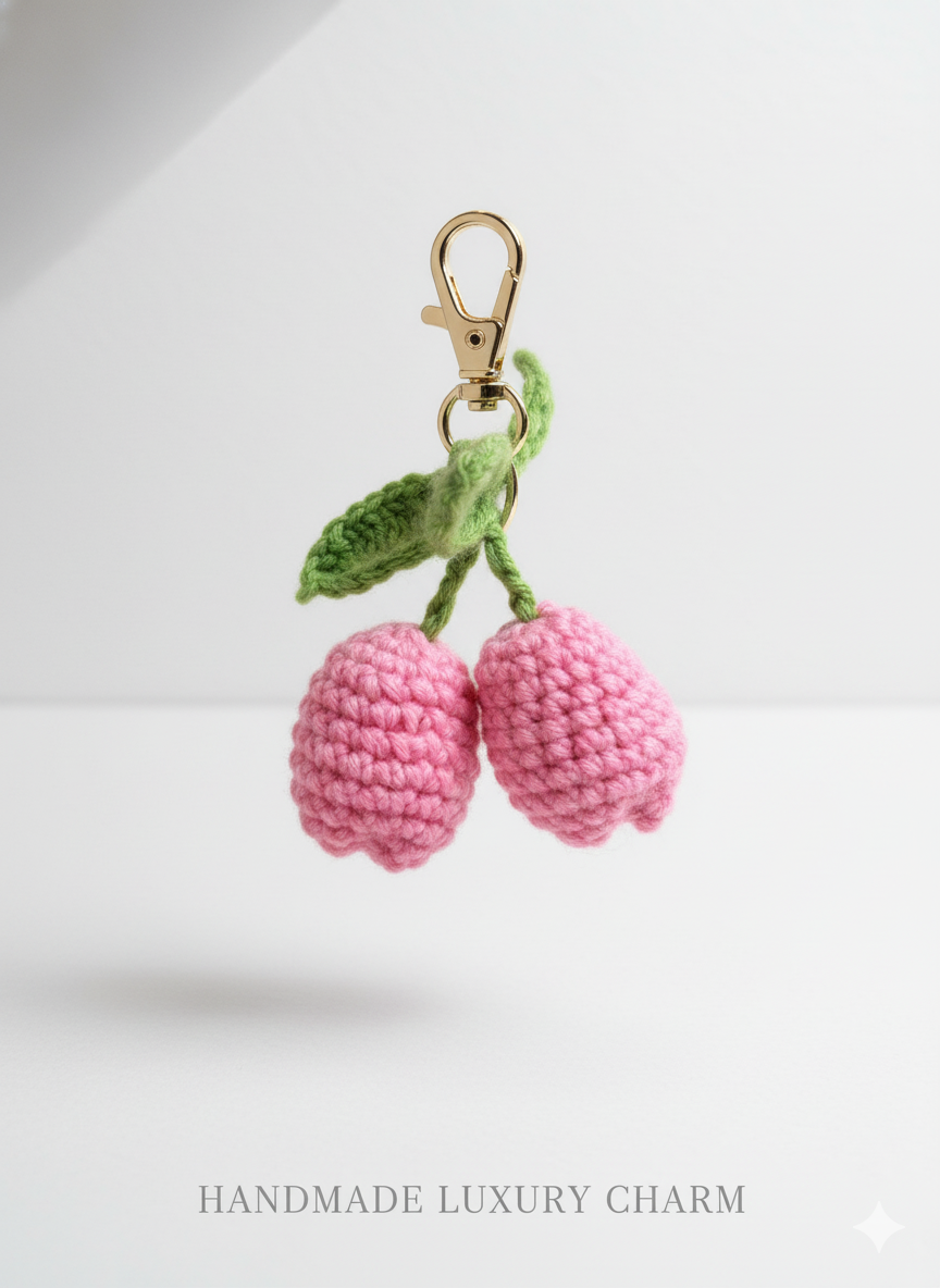 Crochet Tulip Bag Charm- Pretty In Pink