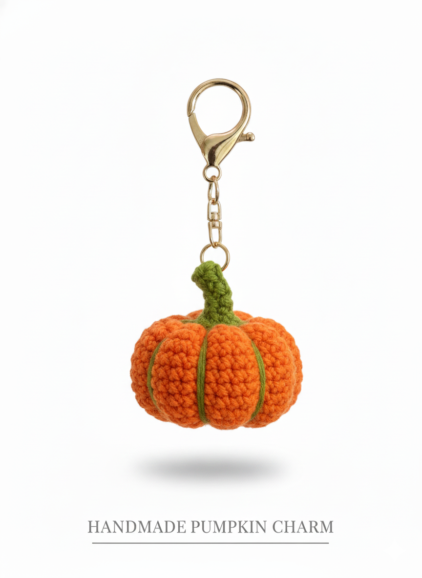 🎃 Handmade Pumpkin Crochet Charm — Fall in Love with Cozy Vibes! 🍂
