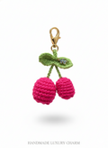 Crochet Tulip Bag Charm- Dark pink