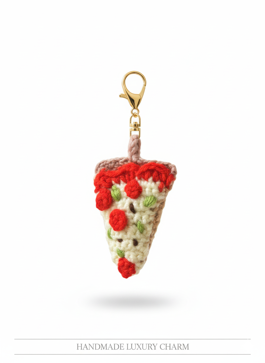🍕 Crochet Pizza Slice Charm – Slice of Fun