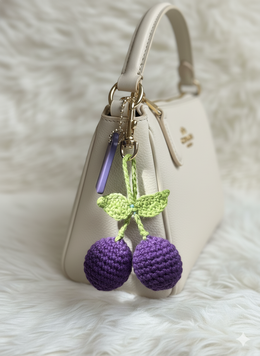 Crochet Tulip Bag Charm- Pretty Purple