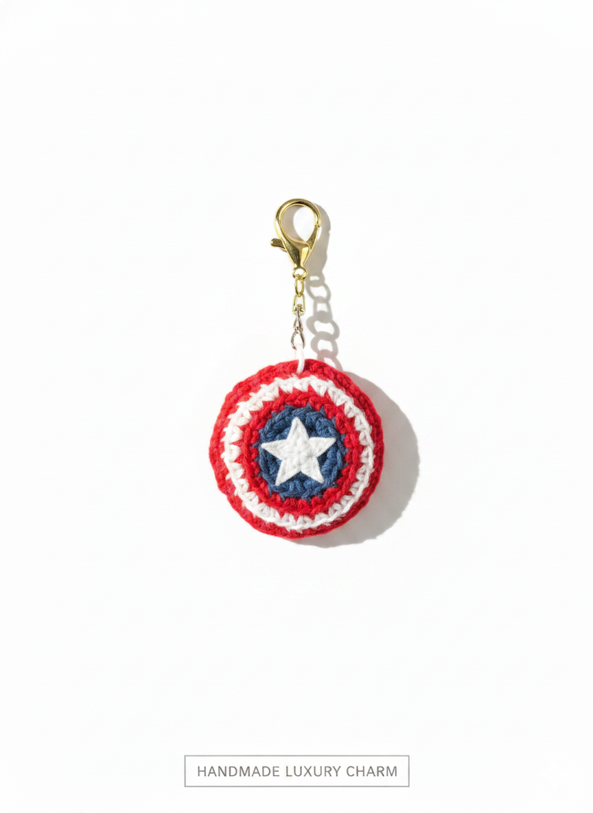 “Star Shield Charm – Handcrafted Crochet Hero”