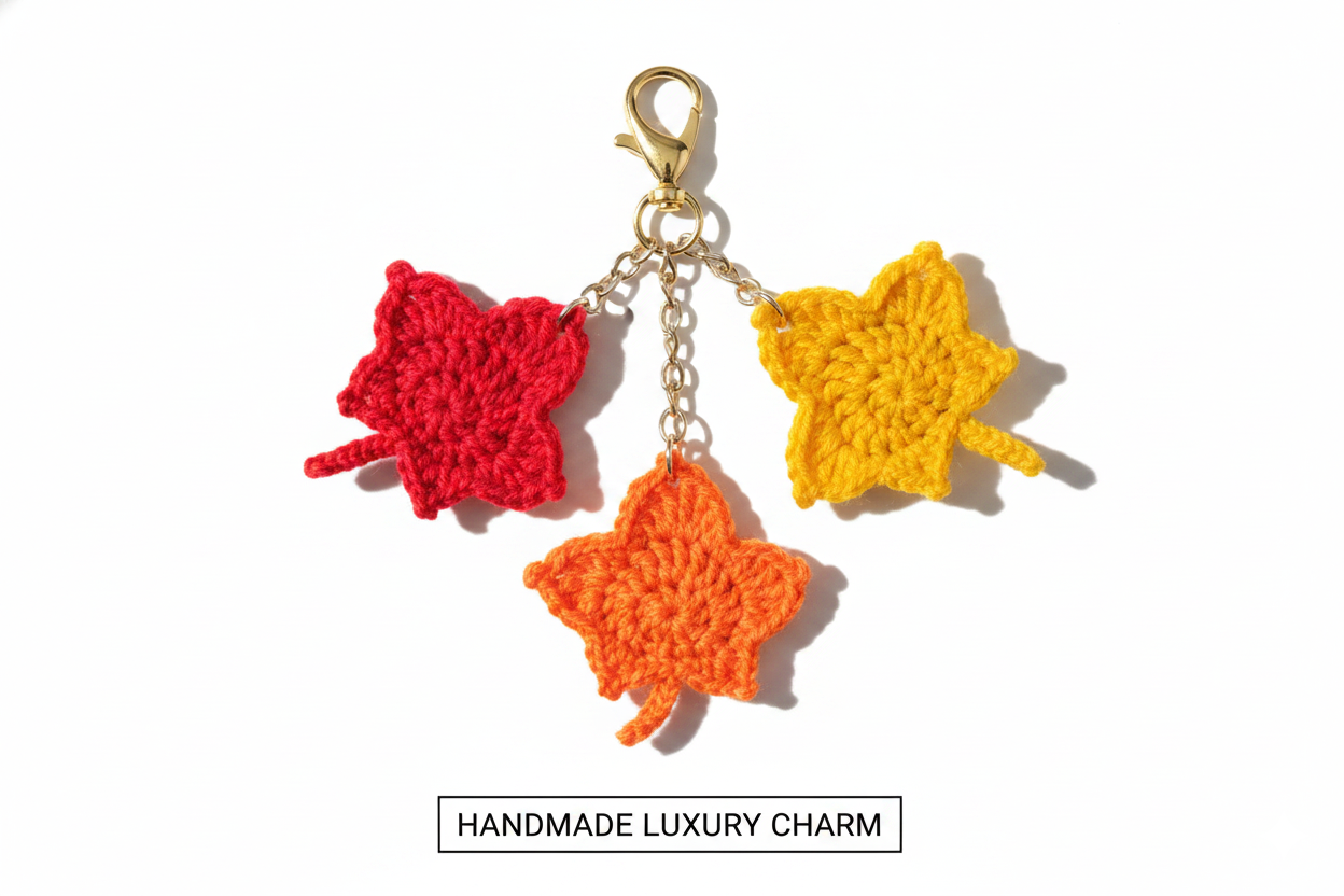 “Autumn Maple Trio Charm – Handmade Fall Vibes”