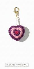 Amethyst Bloom Crochet Heart Charm – Handmade