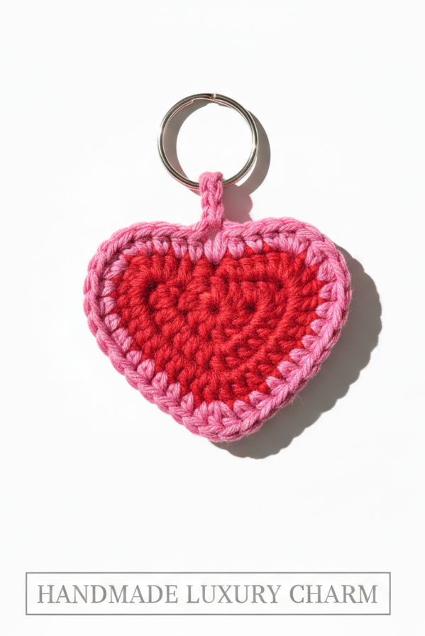 Classic Crochet Heart Charm – Handmade Love Loop