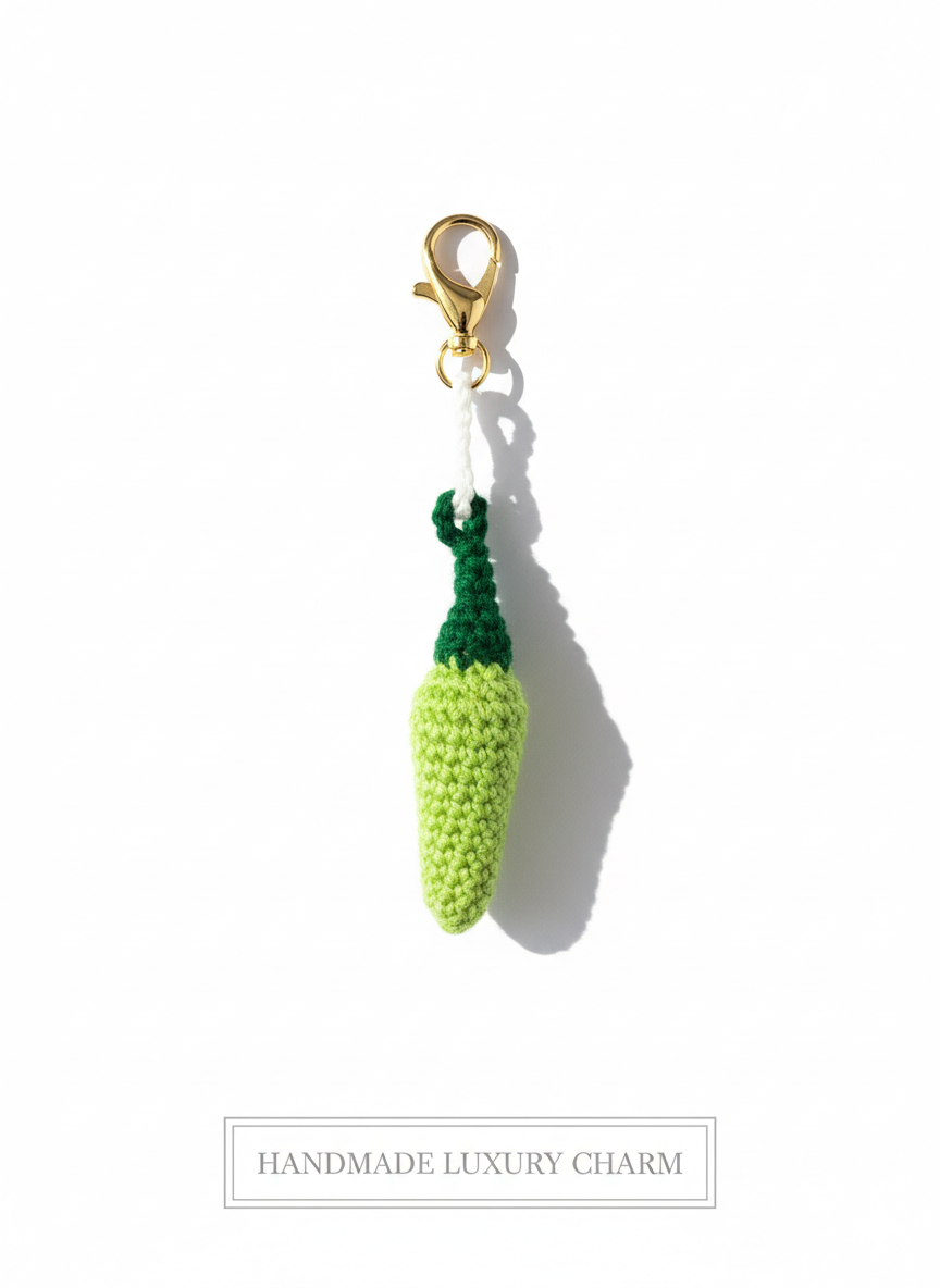 🌶️ Green Mirchi Muse – Handmade Crochet Charm