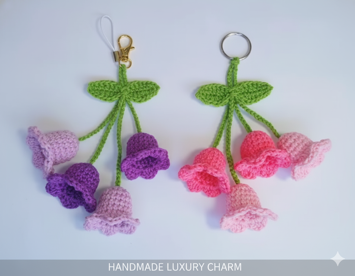 Handmade Crochet Flower Charm Keychain – Bell Blossom Charm