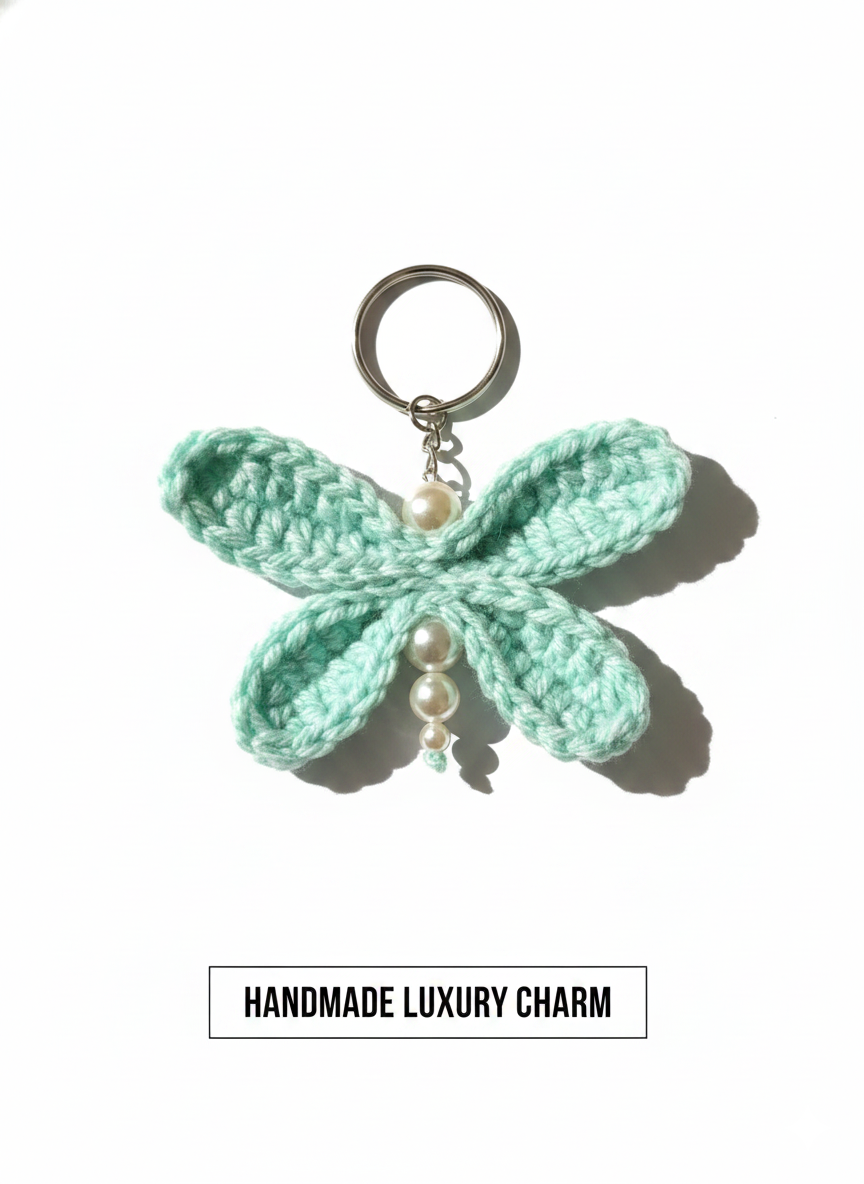 Butterfly Crochet charm with Pearls