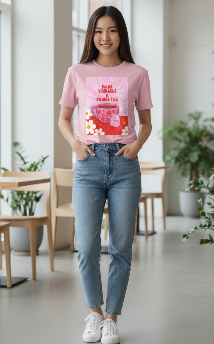 Priori-Tea Club Tee 🌸☕💖