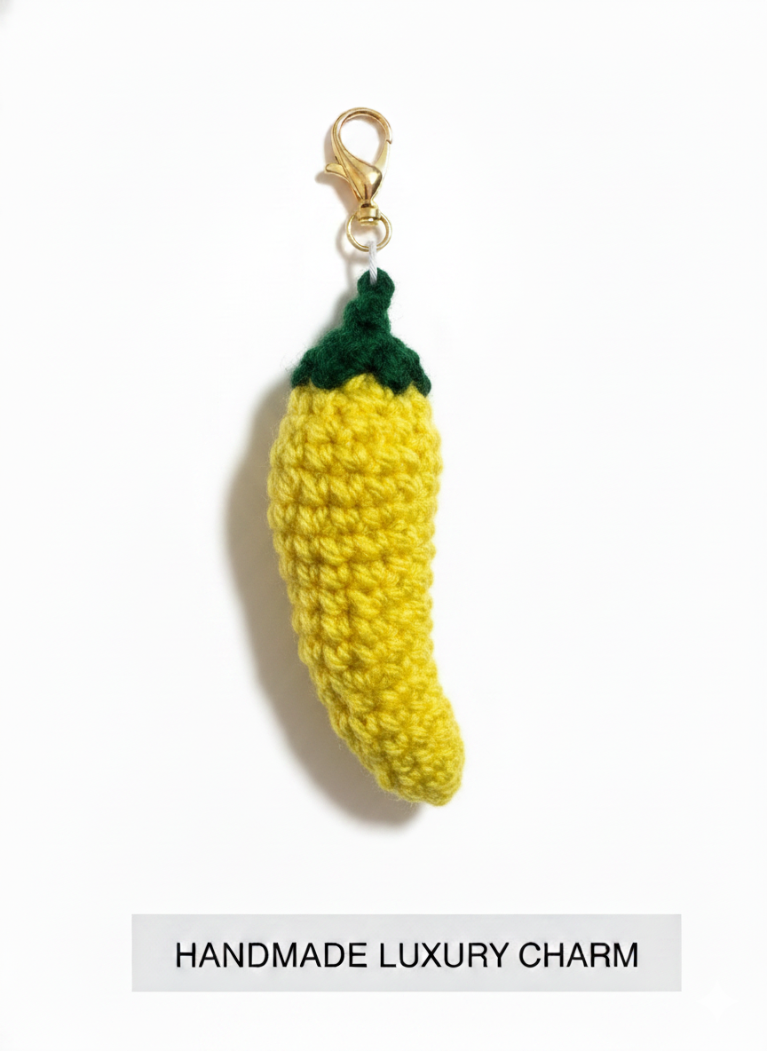 🌶️ Green Mirchi Muse – Handmade Crochet Charm