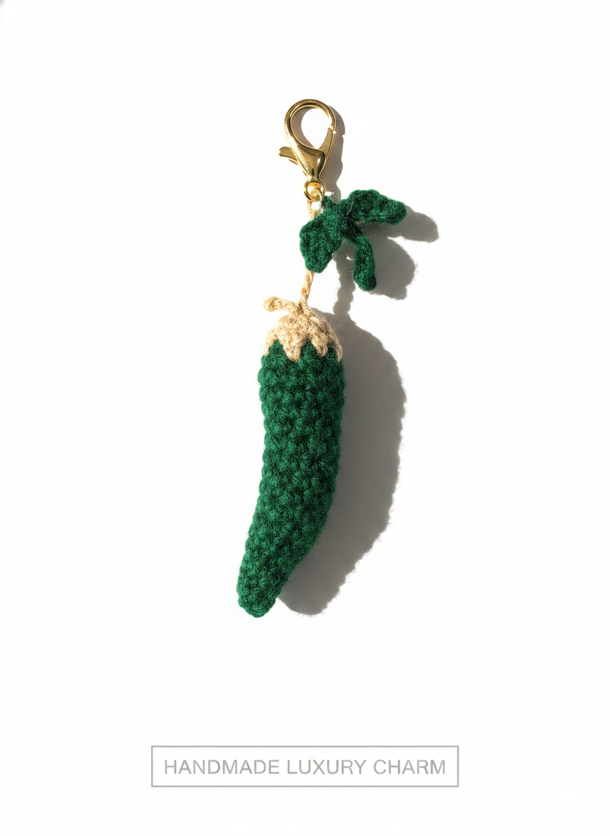 🌶️ Green Mirchi Muse – Handmade Crochet Charm