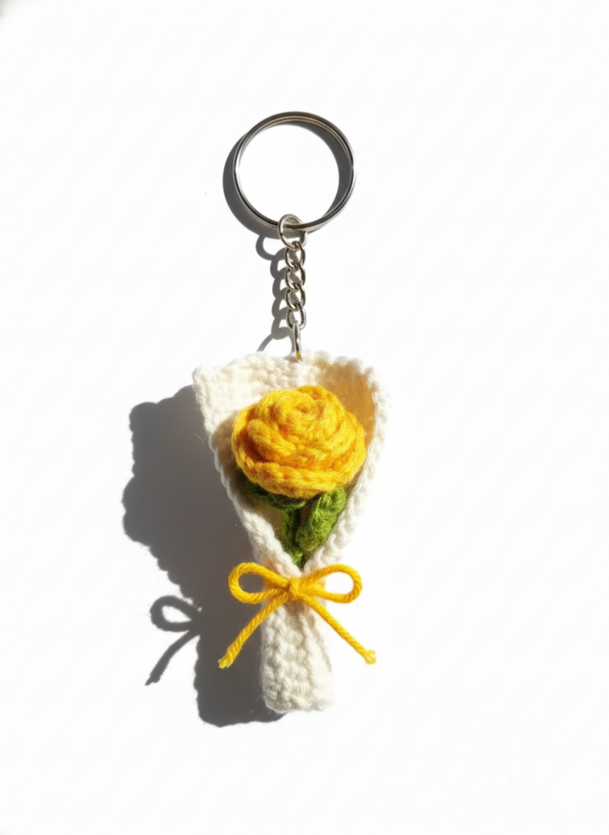 Mini Crochet Rose Bouquet Charm – Handmade Forever Bloom