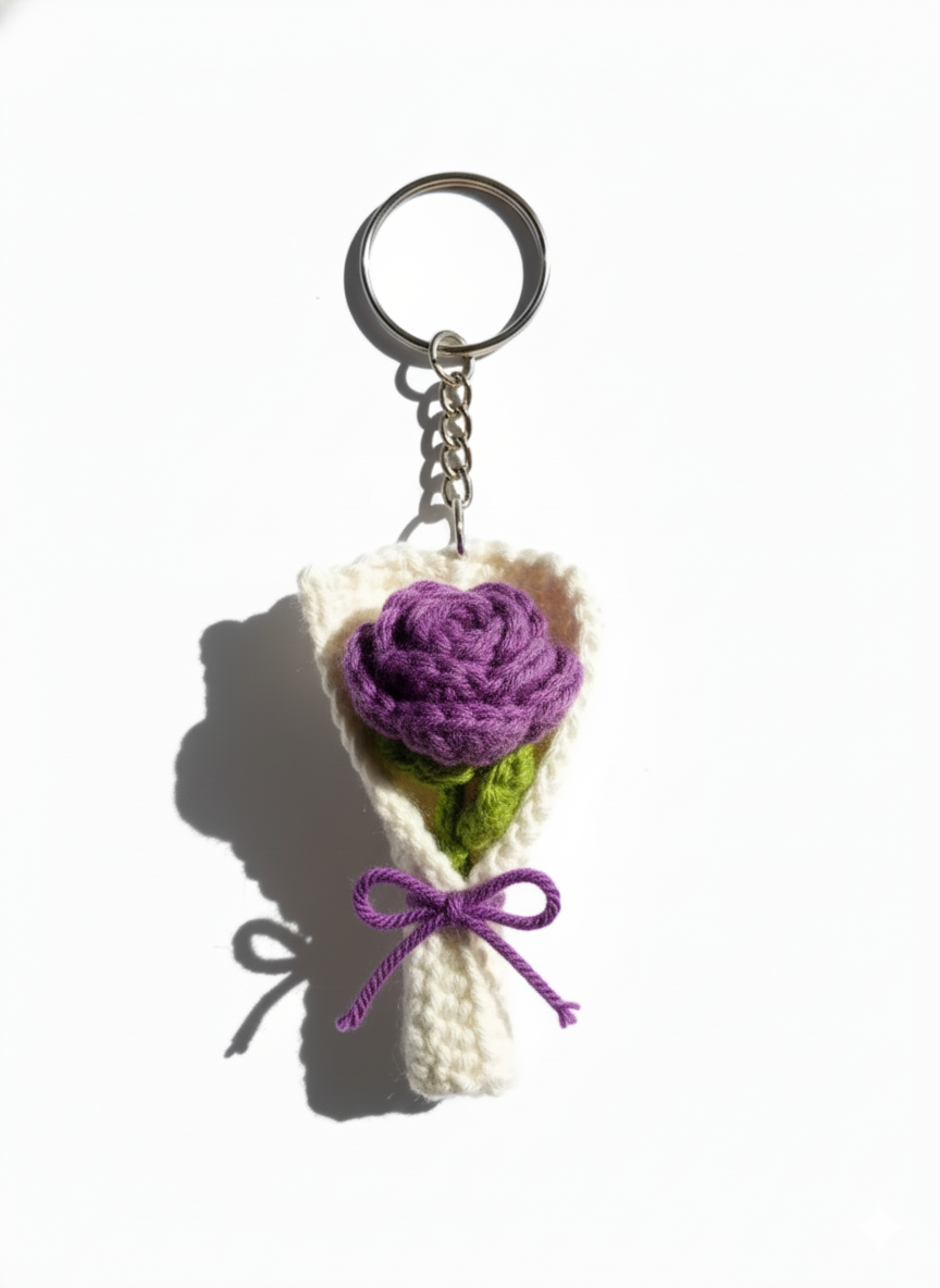 Mini Crochet Rose Bouquet Charm – Handmade Forever Bloom