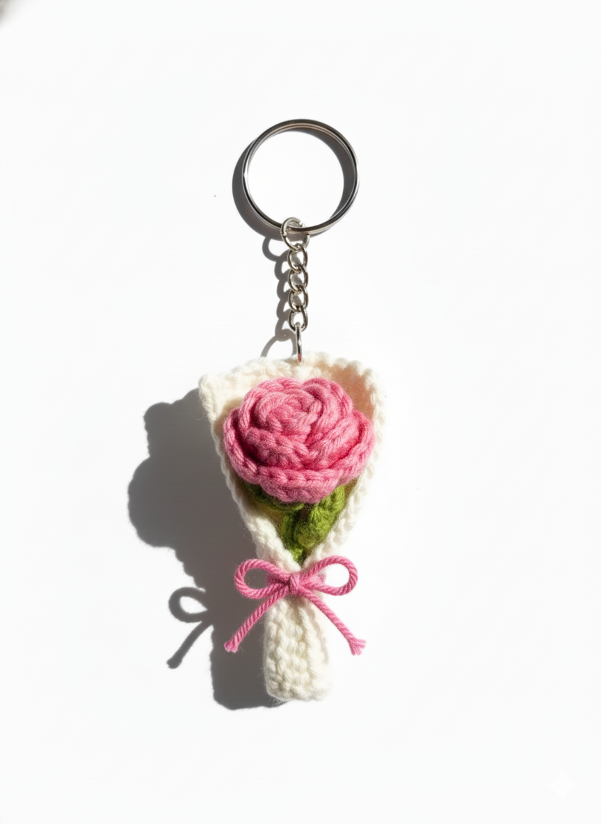 Mini Crochet Rose Bouquet Charm – Handmade Forever Bloom