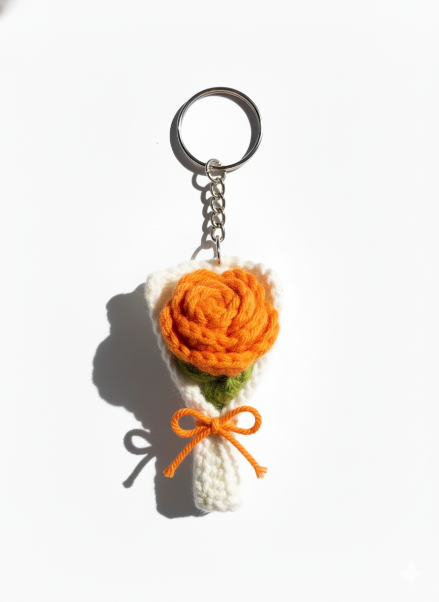 Mini Crochet Rose Bouquet Charm – Handmade Forever Bloom