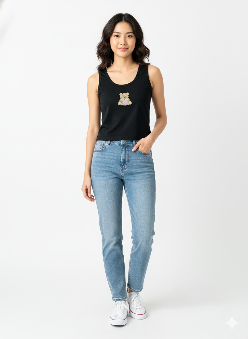 Beary Adorable – Embroidered Crop Tank