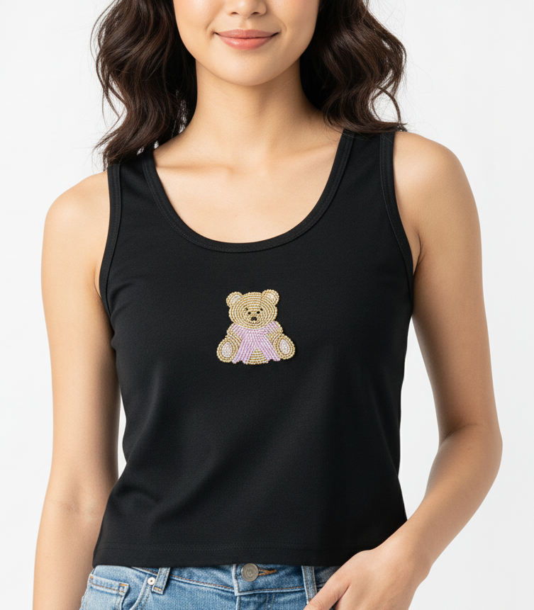 Beary Adorable – Embroidered Crop Tank