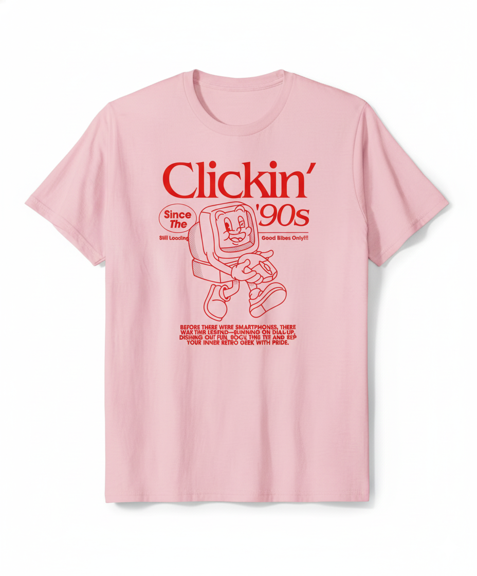 💾 Clickin’ 90s Retro Pink Cotton Tee