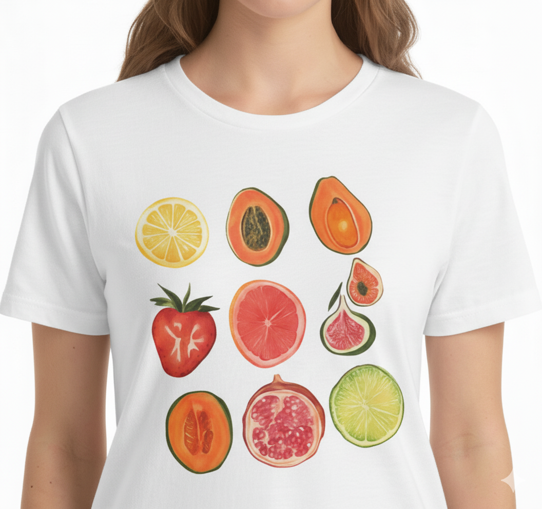 Fruit Medley Tee – Hand-Illustrated Design (Regular Fit)