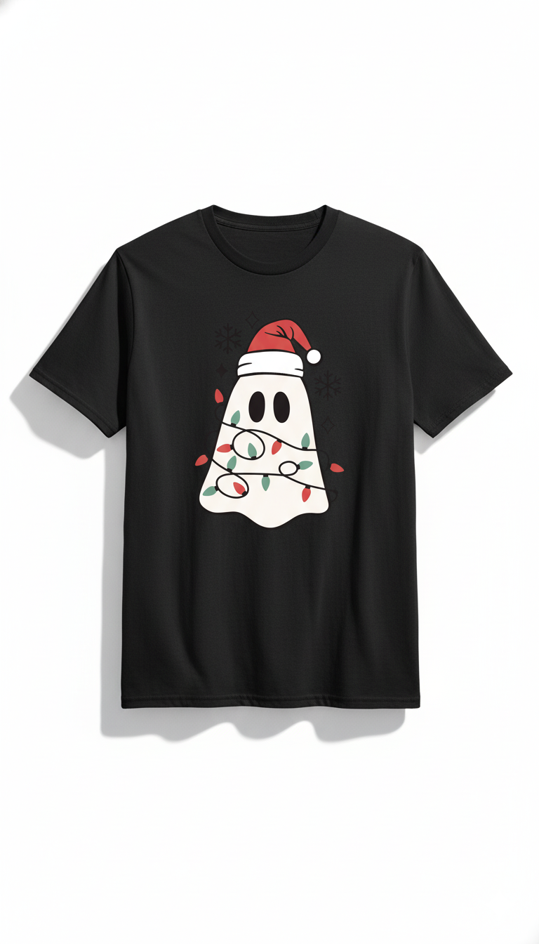 🎄 “Spooky Christmas Ghost” Holiday Tee — Boo-tifully Festive! 👻✨