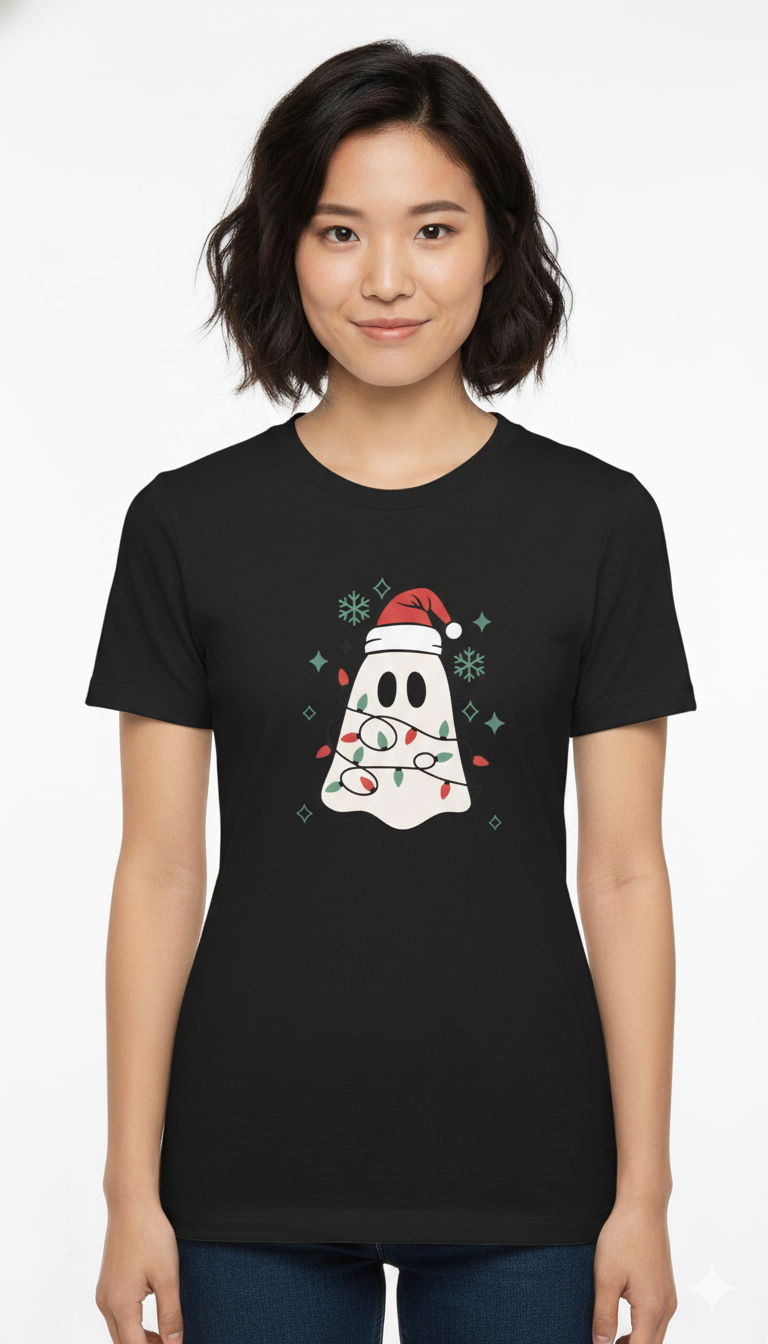 🎄 “Spooky Christmas Ghost” Holiday Tee — Boo-tifully Festive! 👻✨