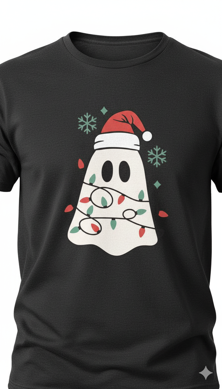 🎄 “Spooky Christmas Ghost” Holiday Tee — Boo-tifully Festive! 👻✨