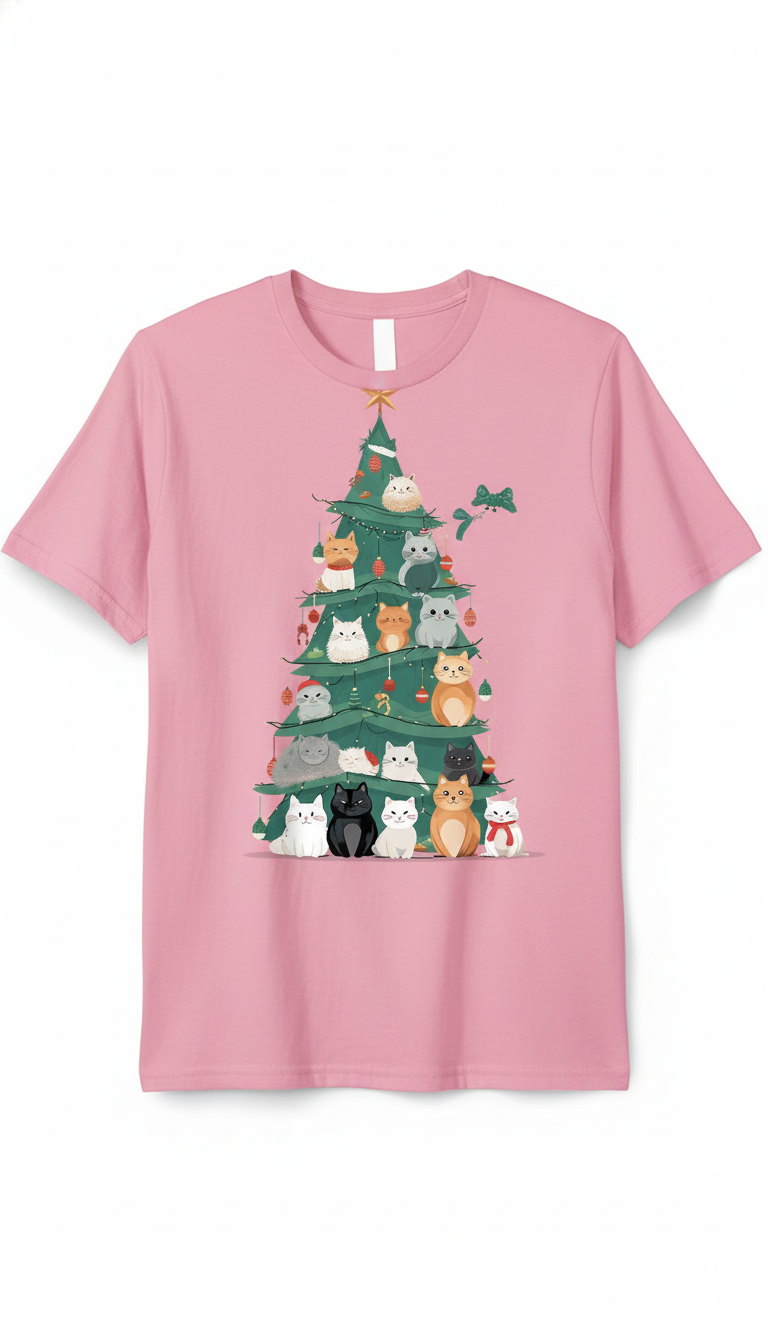 🎄 “Meowry Xmas” Cat Christmas Tee — Cute, Cozy &Purr-fectly Festive! 🐾