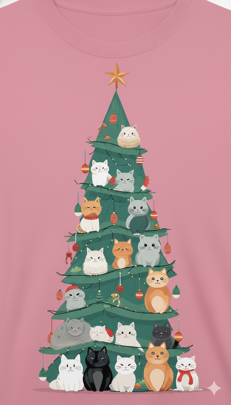 🎄 “Meowry Xmas” Cat Christmas Tee — Cute, Cozy &Purr-fectly Festive! 🐾