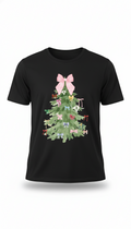 🎀 Bow-Decor Christmas Tree Tee — Festive &Feminine Style!