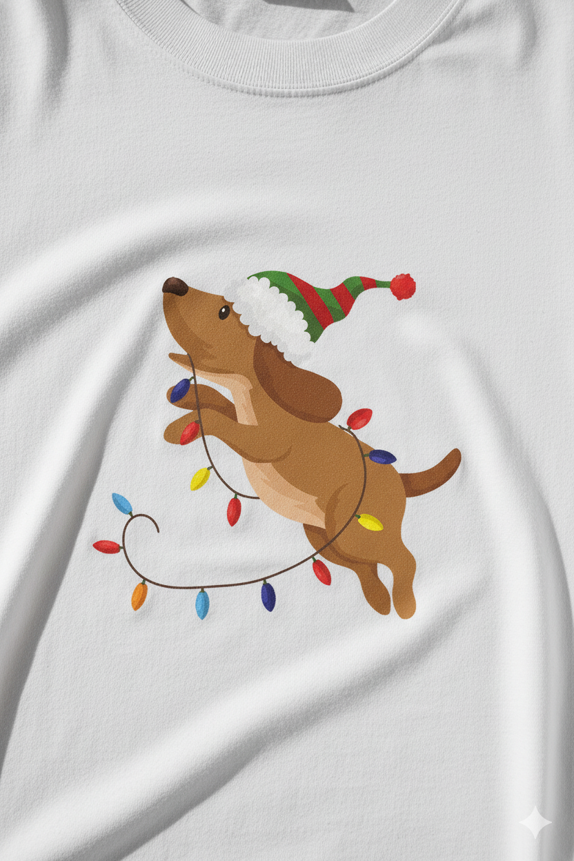 Jingle Pup Christmas Lights Tee
