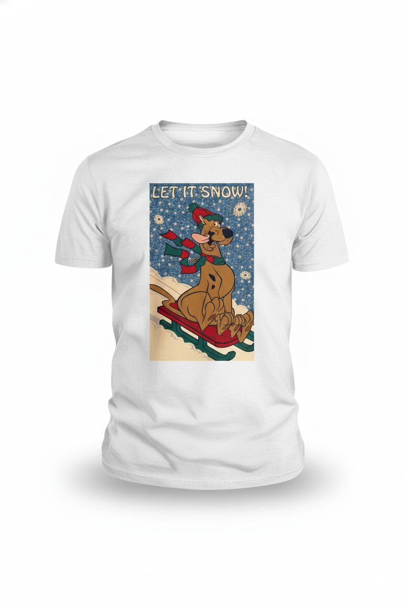 Snowy Sled Ride Holiday Dog Tee