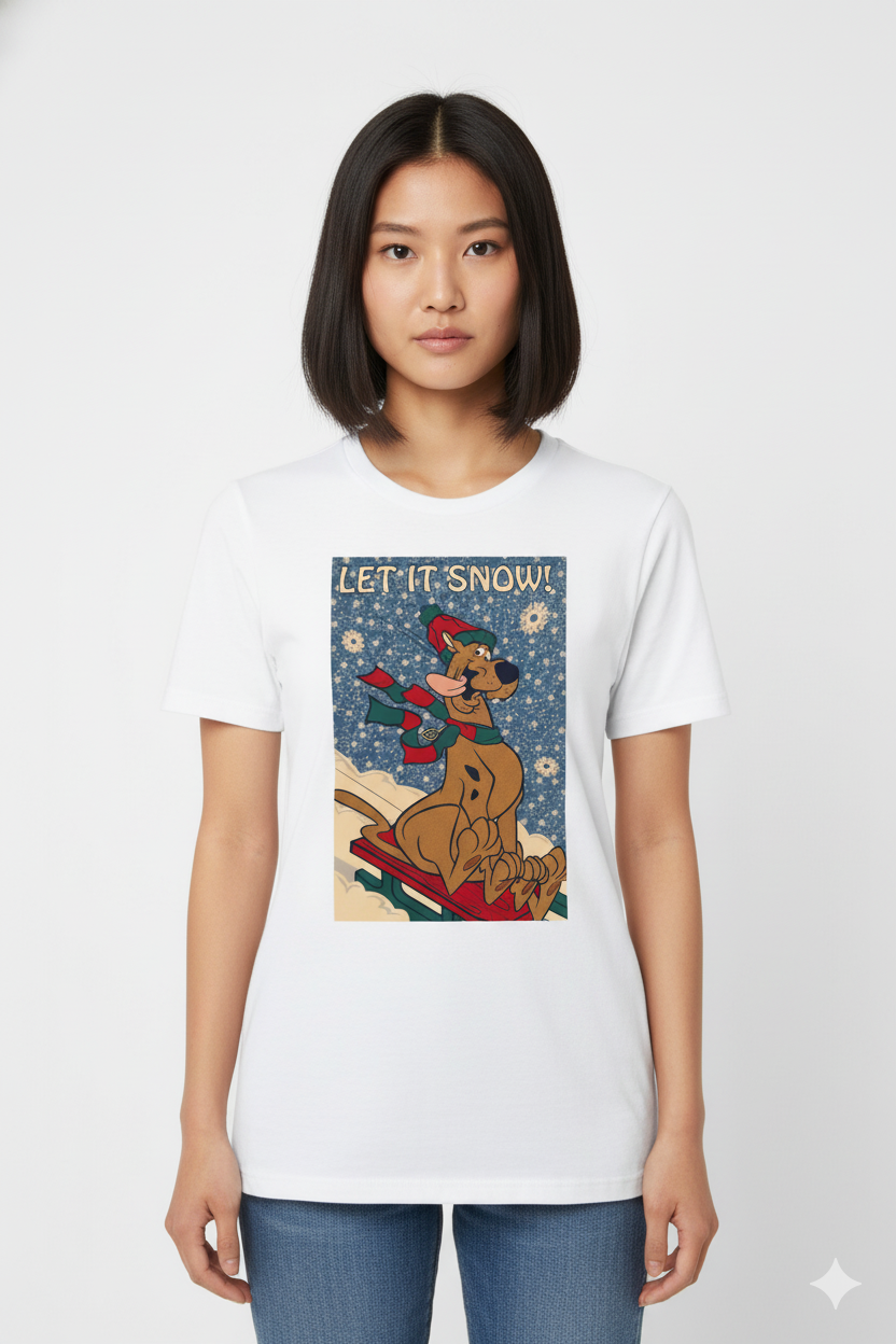 Snowy Sled Ride Holiday Dog Tee