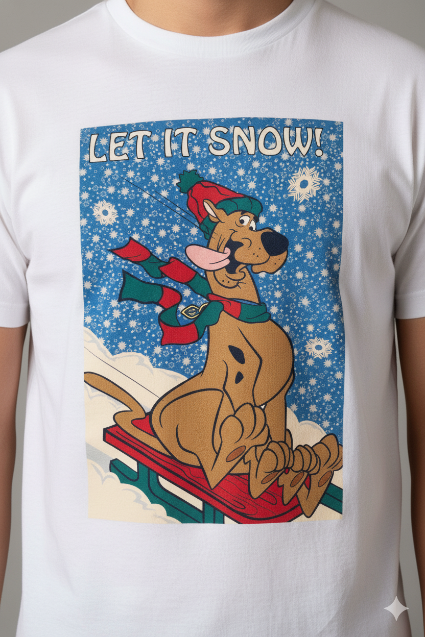 Snowy Sled Ride Holiday Dog Tee