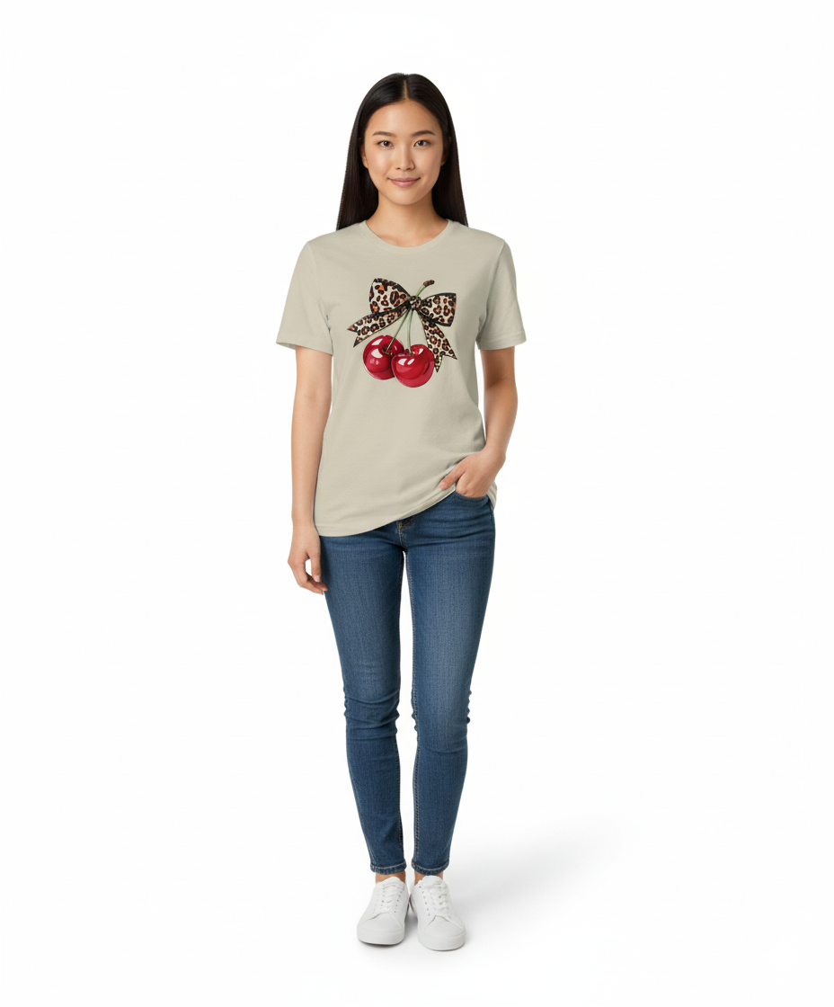 🍒 Cherry Bow Graphic Tee – Chic &Playful!