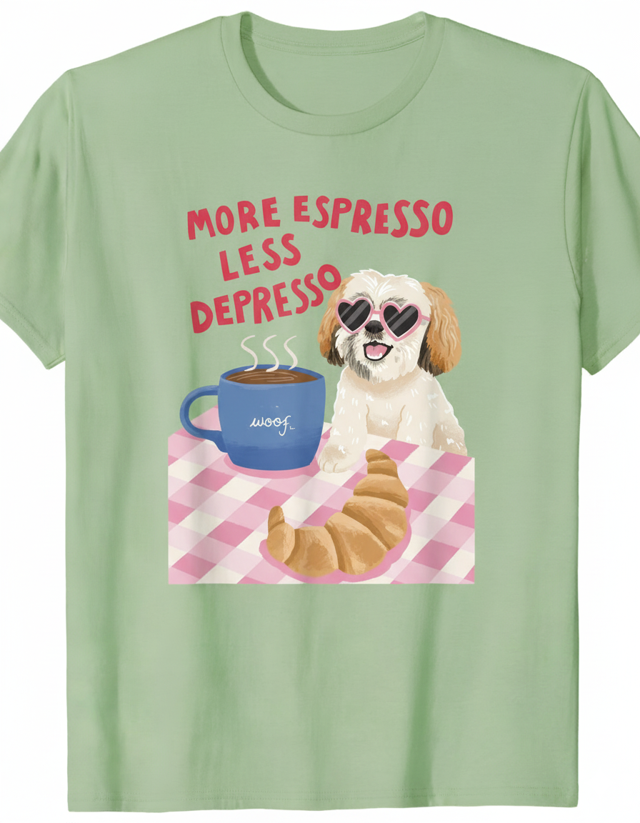 ☕ More Espresso Less Depresso Tee 🐶💖