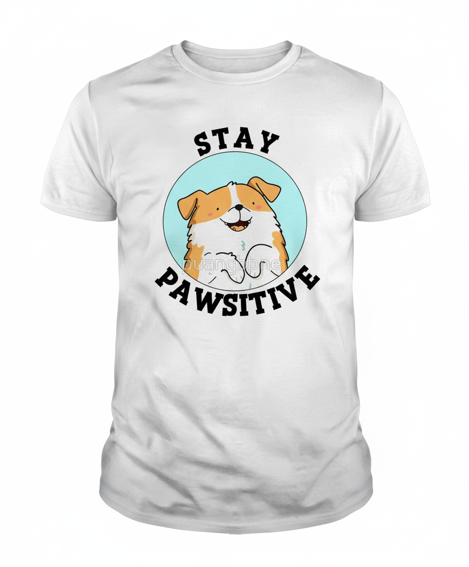 Stay Pawsitive – Cute Dog Pun Graphic Tee