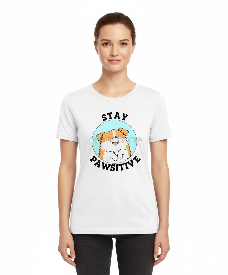 Stay Pawsitive – Cute Dog Pun Graphic Tee