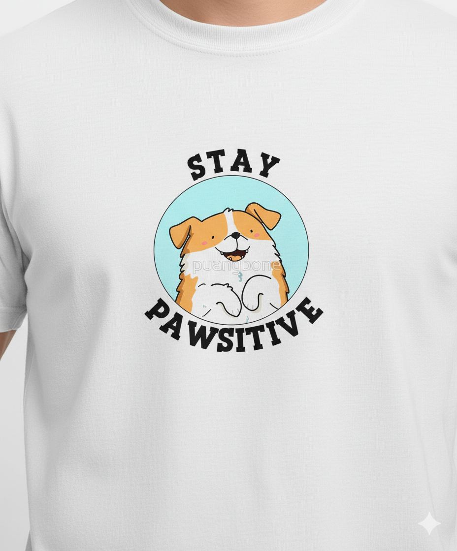 Stay Pawsitive – Cute Dog Pun Graphic Tee