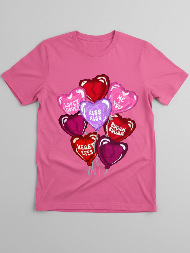 💗 Love Pop Tee – Candy Heart Balloons