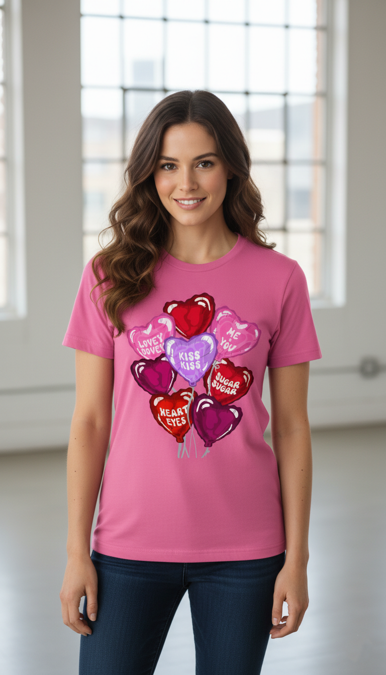 💗 Love Pop Tee – Candy Heart Balloons
