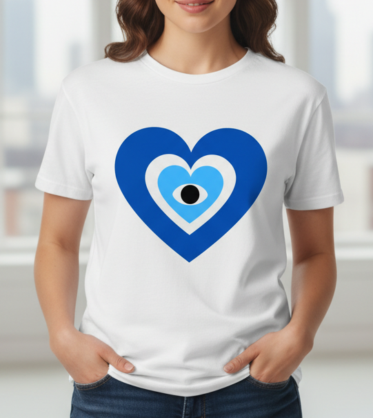 💙 Protected Love Tee – Evil Eye Heart