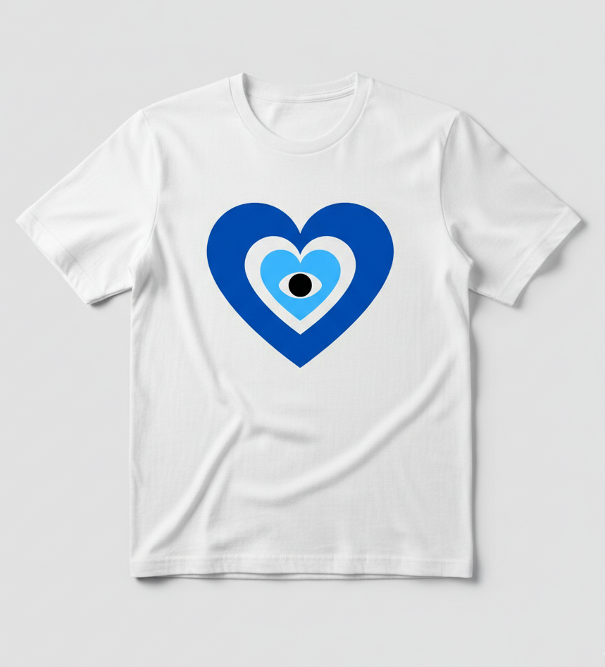 💙 Protected Love Tee – Evil Eye Heart