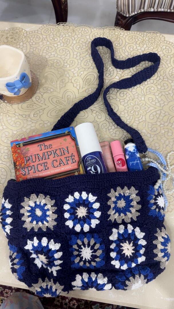 Midnight Bloom – Handcrafted Crochet Sling Bag
